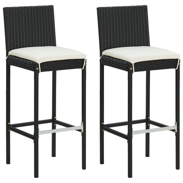 vidaXL 3 Piece Outdoor Bar Set with Cushions Poly Rattan Black