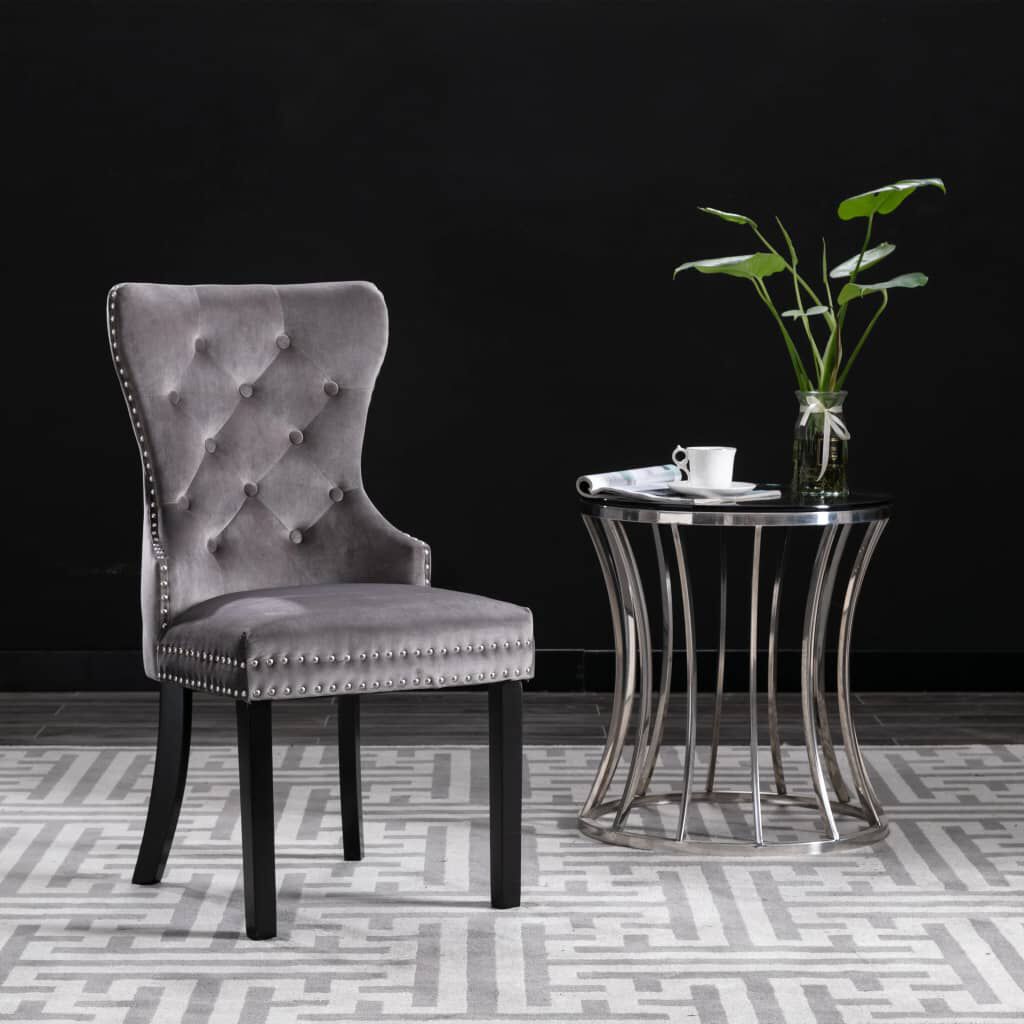 vidaXL Dining Chairs 4 pcs Grey Velvet