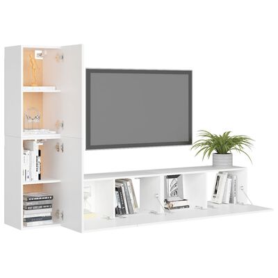 vidaXL 4 Piece TV Cabinet Set White Engineered Wood, white vidaXL 4 Piece TV Cabinet Set White Engineered Wood