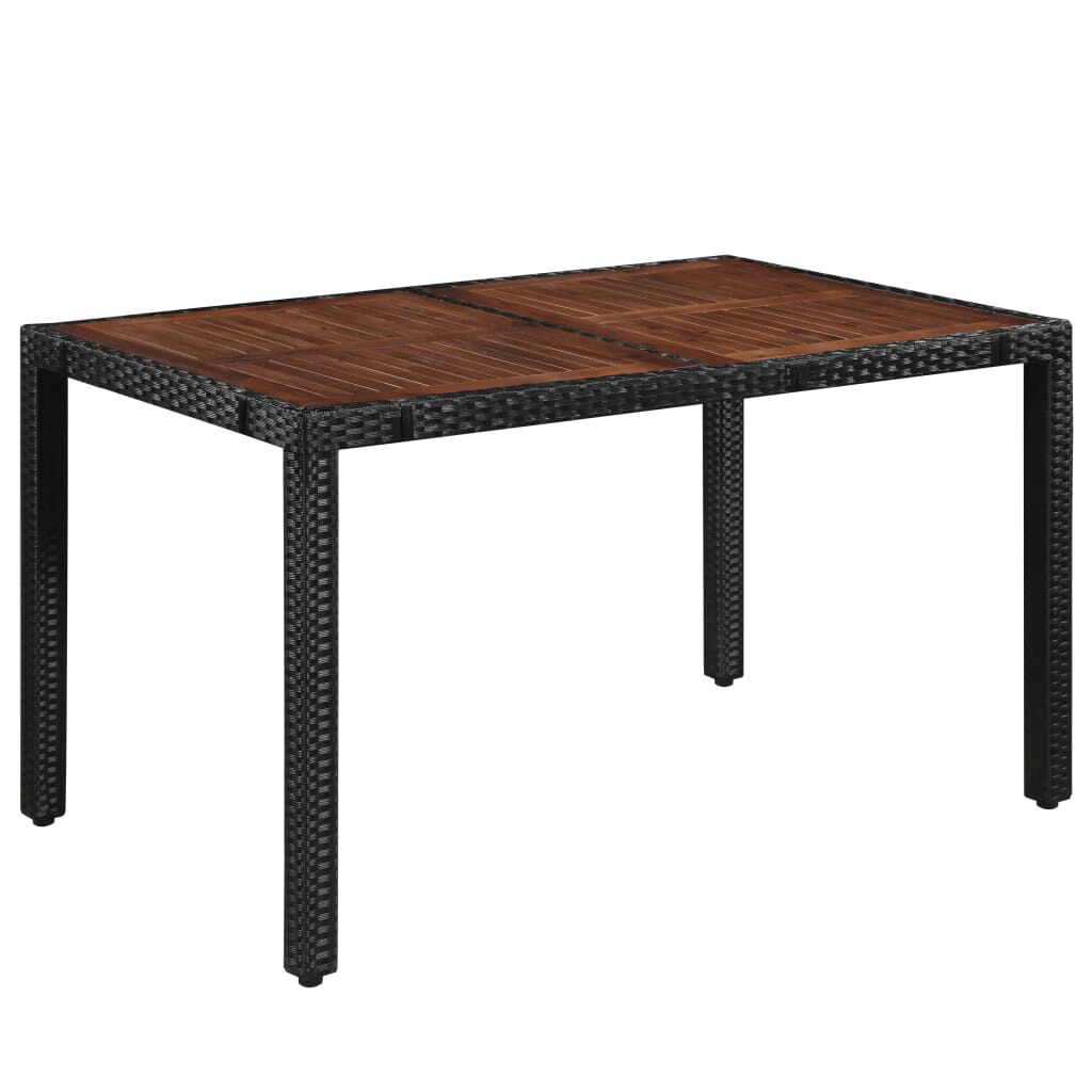 vidaXL 7 Piece Outdoor Dining Set Poly Rattan and Acacia Wood Black