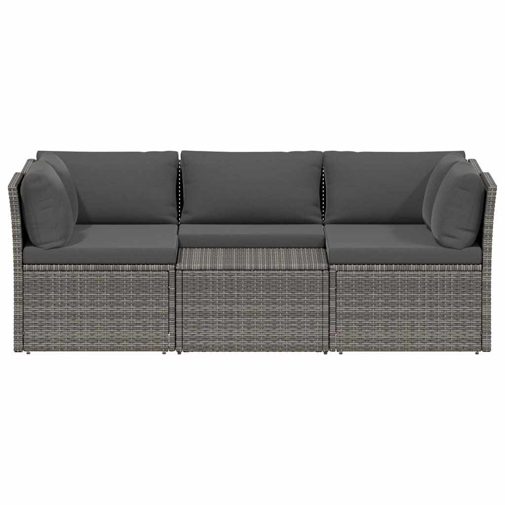 vidaXL 4 Piece Garden Lounge Set with Cushions Poly Rattan Grey