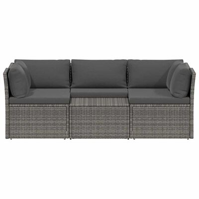 vidaXL 4 Piece Garden Lounge Set with Cushions Poly Rattan Grey, grey vidaXL 4 Piece Garden Lounge Set with Cushions Poly Rattan Grey