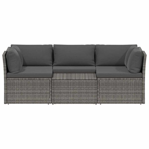 vidaXL 4 Piece Garden Lounge Set with Cushions Poly Rattan Grey