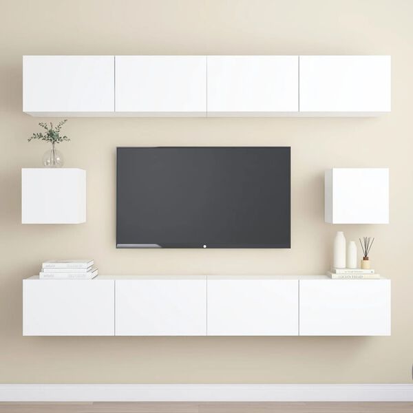 vidaXL 6 Piece TV Cabinet Set White Engineered Wood