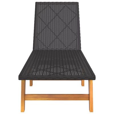 vidaXL Sun Lounger Black and Brown Poly Rattan&Solid Wood Acacia,  vidaXL Sun Lounger Black and Brown Poly Rattan&Solid Wood Acacia