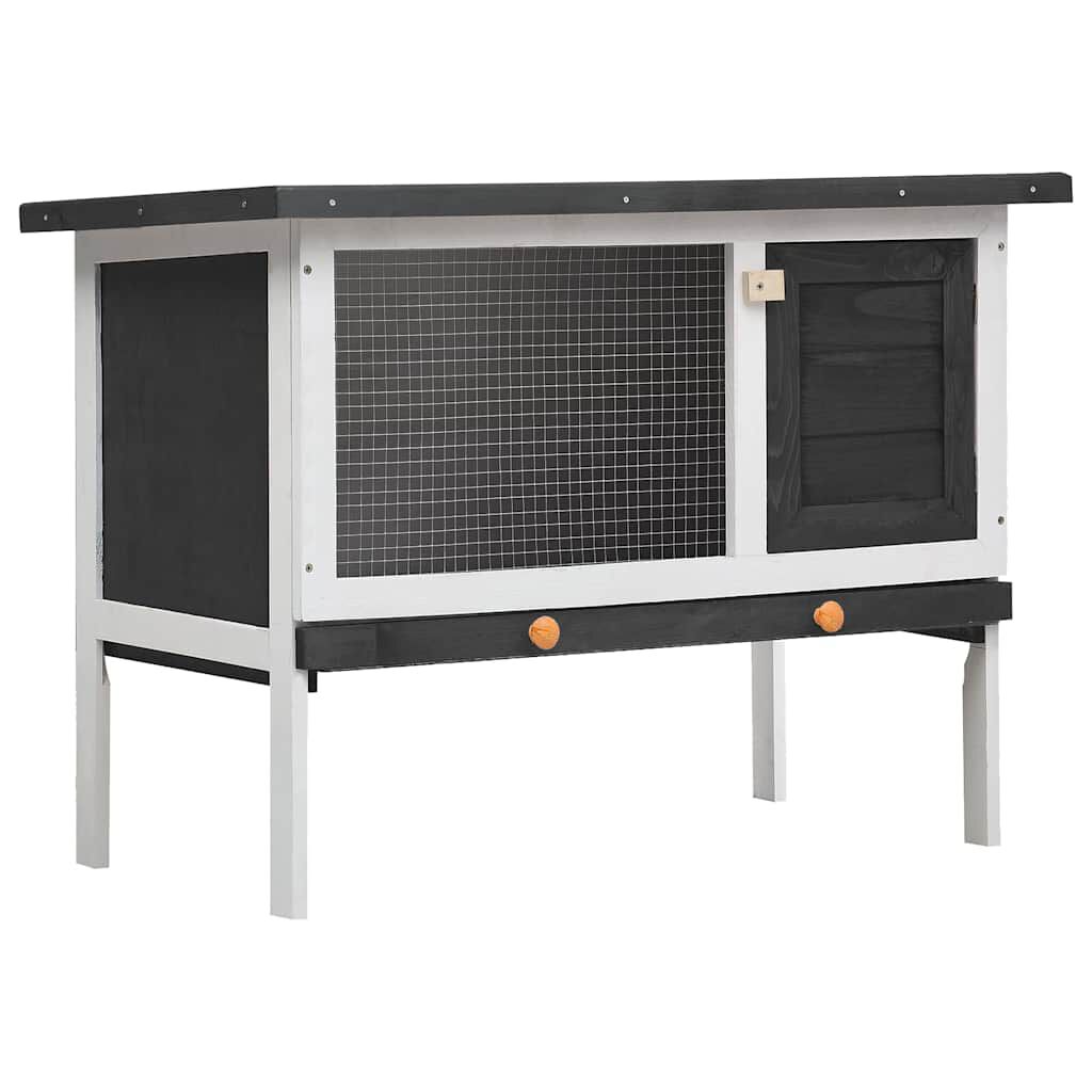 vidaXL Outdoor Rabbit Hutch 1 Layer Grey Wood