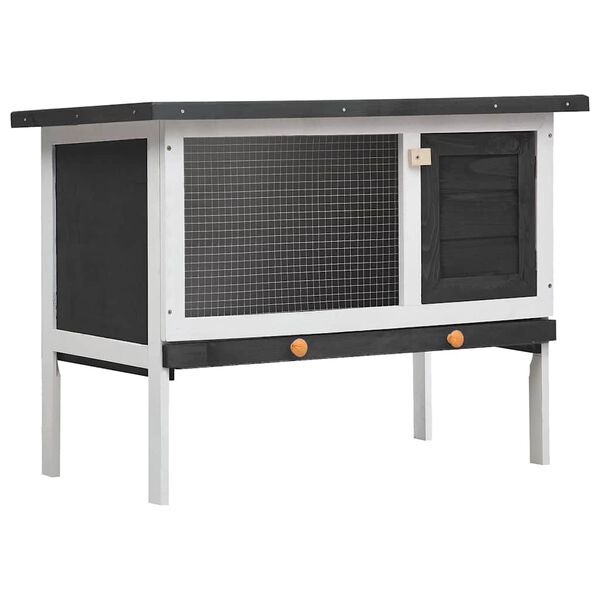vidaXL Outdoor Rabbit Hutch 1 Layer Grey Wood