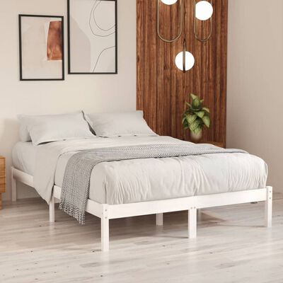 vidaXL Bed Frame without Mattress White Solid Wood King Size