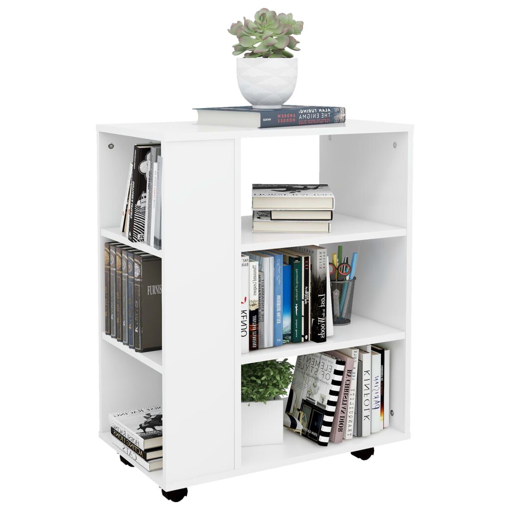 vidaXL Rolling Cabinet White 60x35x75 cm Engineered Wood