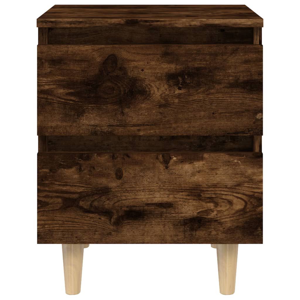 vidaXL Bed Cabinets with Solid Wood Legs 2 pcs Smoked Oak 40x35x50 cm