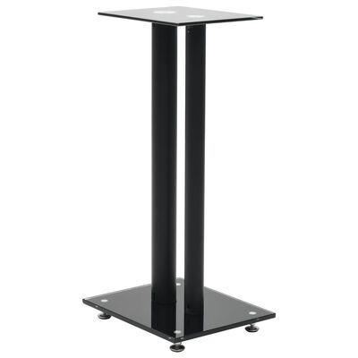 vidaXL Speaker Stands 2 pcs Tempered Glass 2 Pillars Design Black, black vidaXL Speaker Stands 2 pcs Tempered Glass 2 Pillars Design Black