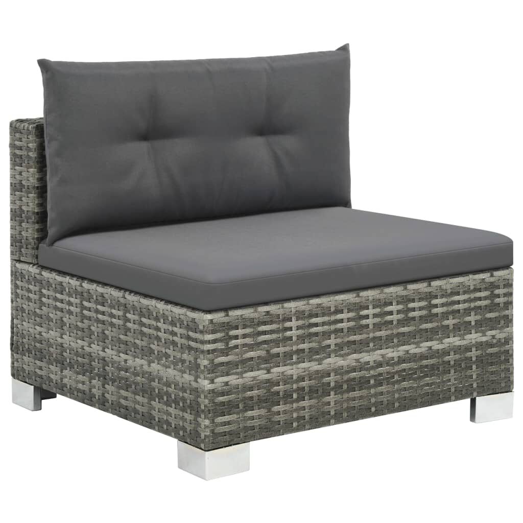 vidaXL 10 Piece Garden Lounge Set with Cushions Poly Rattan Grey