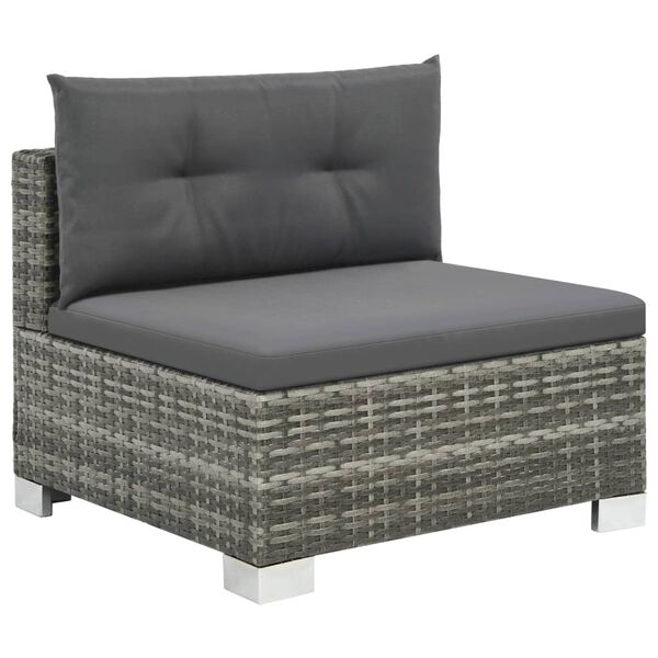 vidaXL 10 Piece Garden Lounge Set with Cushions Poly Rattan Grey