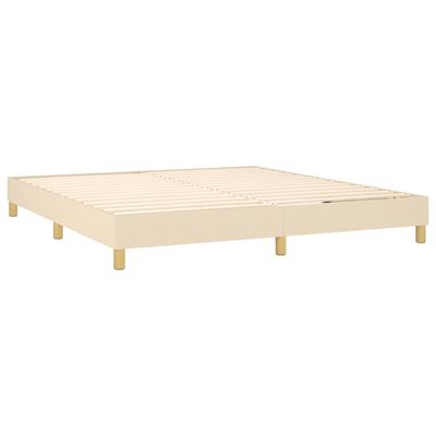 vidaXL Bed Frame without Mattress Cream 180x200 cm Super King Fabric, cream vidaXL Bed Frame without Mattress Cream 180x200 cm Super King Fabric