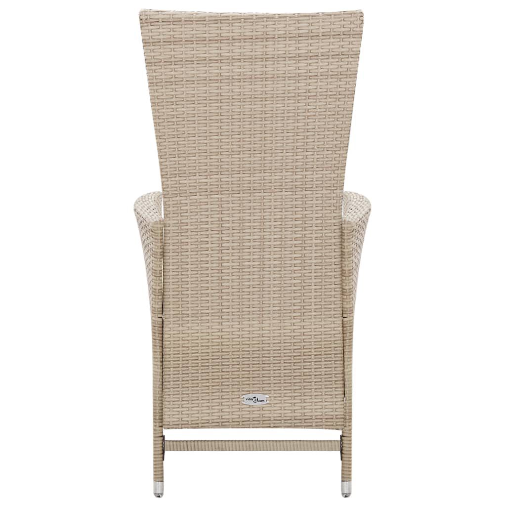 vidaXL 7 Piece Outdoor Dining Set with Cushions Poly Rattan Beige
