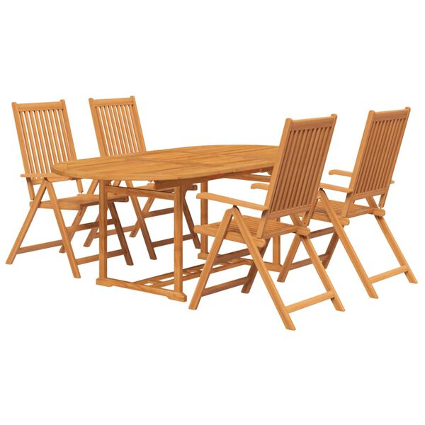 vidaXL 5 Piece Garden Dining Set Solid Acacia Wood 150-200 cm