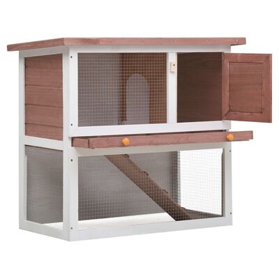 vidaXL Outdoor Rabbit Hutch 1 Door Brown Wood, brown vidaXL Outdoor Rabbit Hutch 1 Door Brown Wood