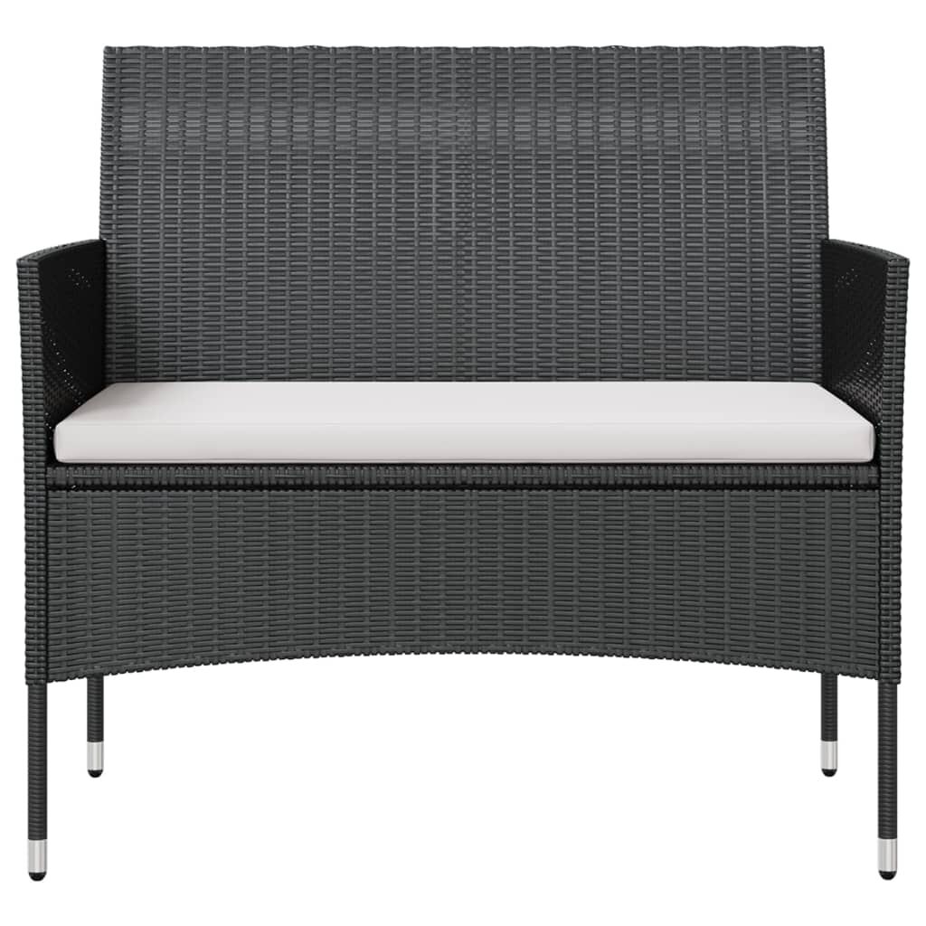 vidaXL 16 Piece Garden Lounge Set with Cushions Poly Rattan Black