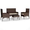 vidaXL 4 Piece Garden Lounge Set with Cushions Grey Poly Rattan