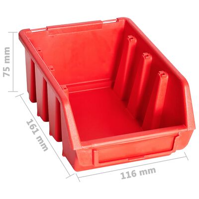 vidaXL 29 Piece Storage Bin Kit with Wall Panels Red and Black