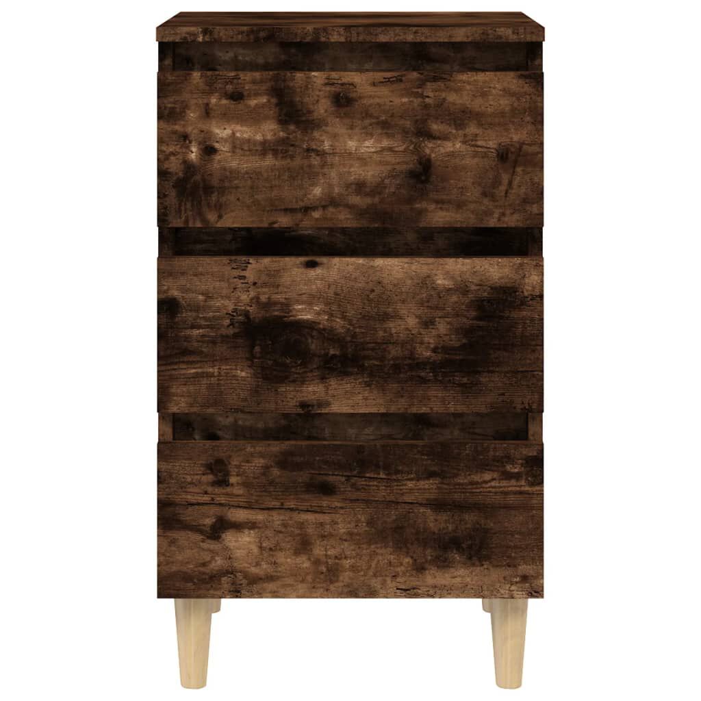 vidaXL Bed Cabinets with Solid Wood Legs 2 pcs Smoked Oak 40x35x69 cm