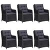 vidaXL 7 Piece Garden Dining Set Black
