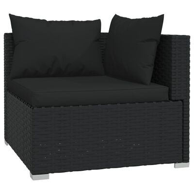 vidaXL 11 Piece Garden Lounge Set with Cushions Poly Rattan Black, black vidaXL 11 Piece Garden Lounge Set with Cushions Poly Rattan Black