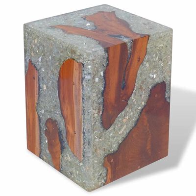 vidaXL Stool Solid Teak Wood and Resin,  vidaXL Stool Solid Teak Wood and Resin