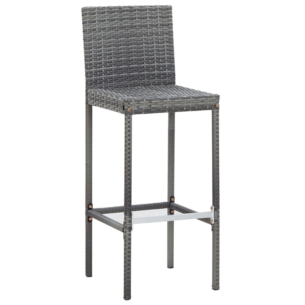 vidaXL 7 Piece Outdoor Bar Set with Cushions Poly Rattan Grey