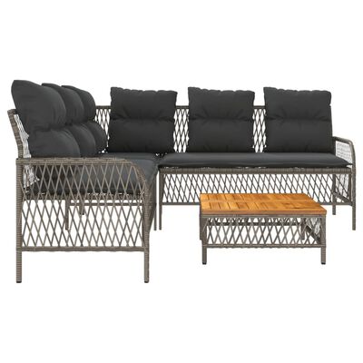 vidaXL 2 Piece Garden Sofa Set with Cushions Grey Poly Rattan