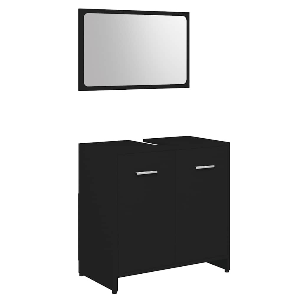vidaXL Bathroom Furniture Set Black Engineered Wood