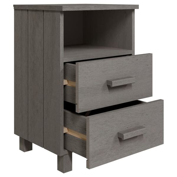 vidaXL Bedside Cabinets HAMAR 2 pcs Light Grey 40x35x62 cm Solid Wood