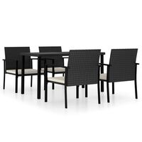 vidaXL 5 Piece Garden Dining Set Poly Rattan Black