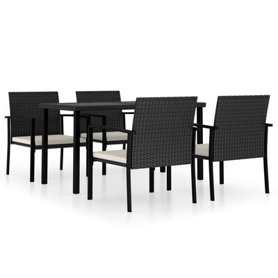 vidaXL 5 Piece Garden Dining Set Poly Rattan Black, black vidaXL 5 Piece Garden Dining Set Poly Rattan Black