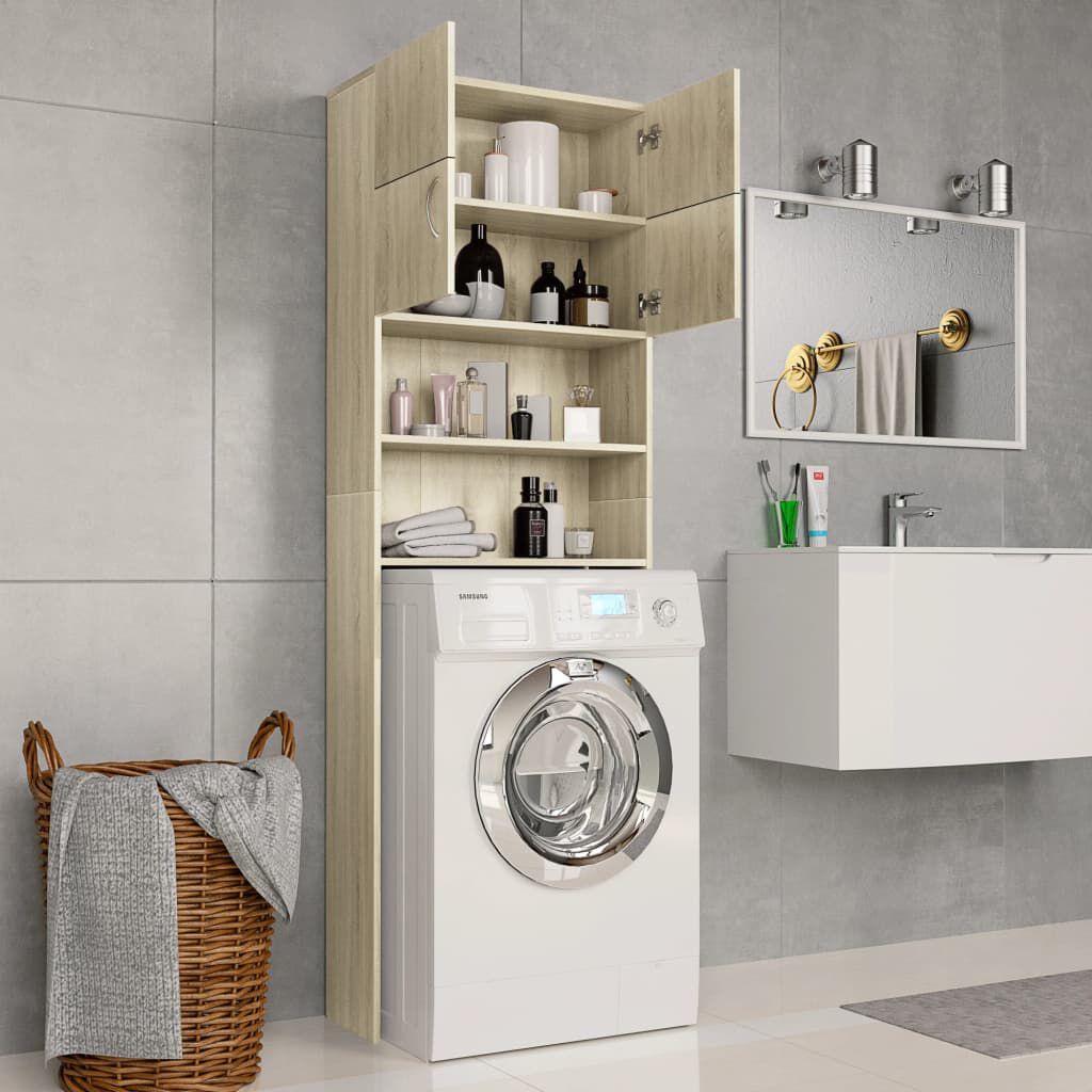 vidaXL Washing Machine Cabinet Sonoma Oak 64x25.5x190 cm Engineered Wood