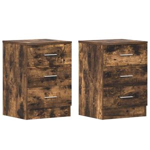 vidaXL Bedside Cabinets 2 pcs Smoked Oak 38x35x56 cm Engineered Wood