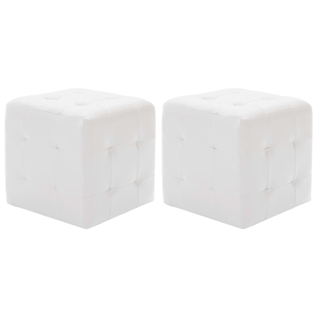 vidaXL Pouffe 2 pcs White 30x30x30 cm Faux Leather