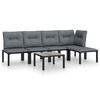 vidaXL 6 Piece Garden Lounge Set Black and Grey Poly Rattan