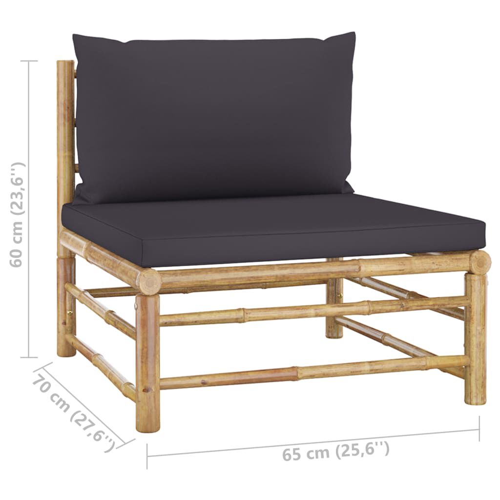 vidaXL 7 Piece Garden Lounge Set with Dark Grey Cushions Bamboo