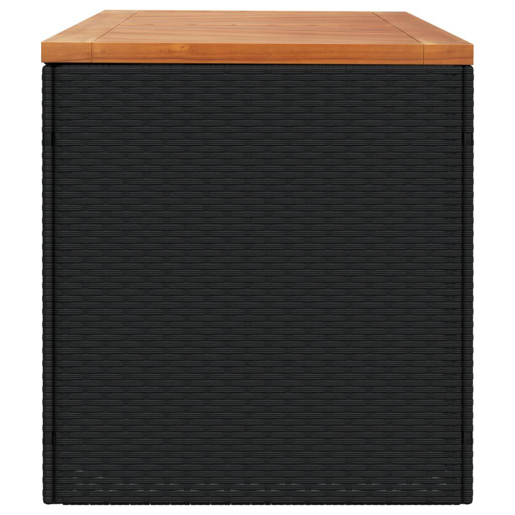 vidaXL Garden Storage Box Black 220x50x54 cm Poly Rattan Acacia Wood