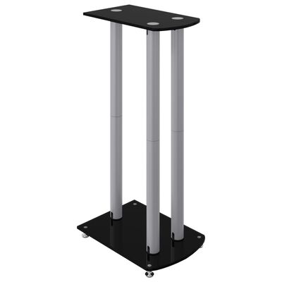 vidaXL Speaker Stands 2pcs Black&Silver Tempered Glass 3 Pillars Design, black and silver vidaXL Speaker Stands 2pcs Black&Silver Tempered Glass 3 Pillars Design
