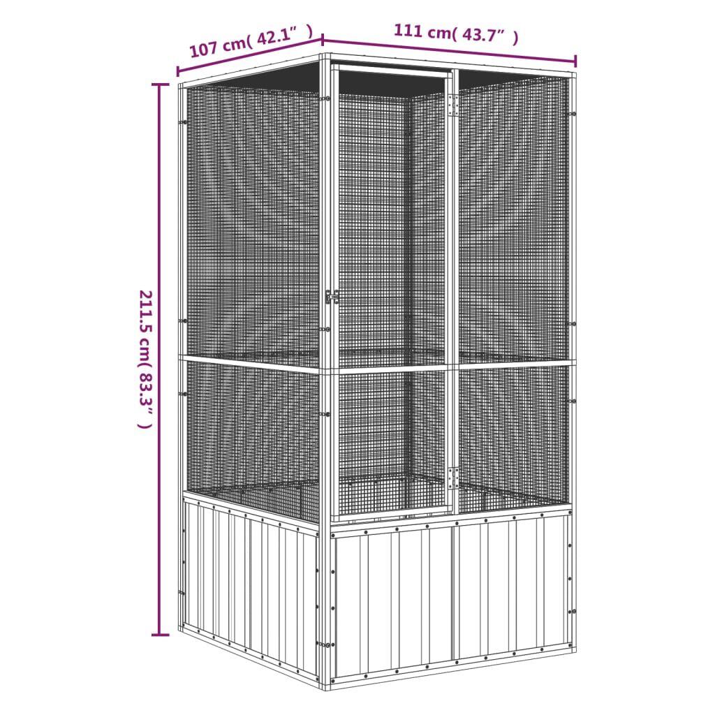 vidaXL Bird Cage Grey 111x107x211.5 cm Galvanised Steel