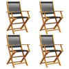 vidaXL Folding Garden Chairs 4 pcs Black Solid Wood Acacia