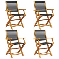 vidaXL Folding Garden Chairs 4 pcs Black Solid Wood Acacia, black vidaXL Folding Garden Chairs 4 pcs Black Solid Wood Acacia