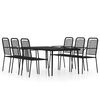 vidaXL 7 Piece Garden Dining Set Black
