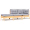 vidaXL 3 Piece Garden Lounge Set with Grey Cushions Solid Pinewood