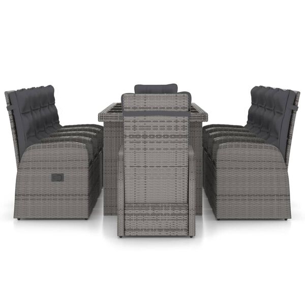 vidaXL 11 Piece Outdoor Dining Set with Cushions Poly Rattan Grey