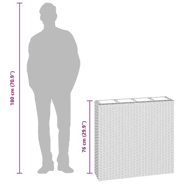 vidaXL Garden Raised Bed with 4 Pots Poly Rattan Black