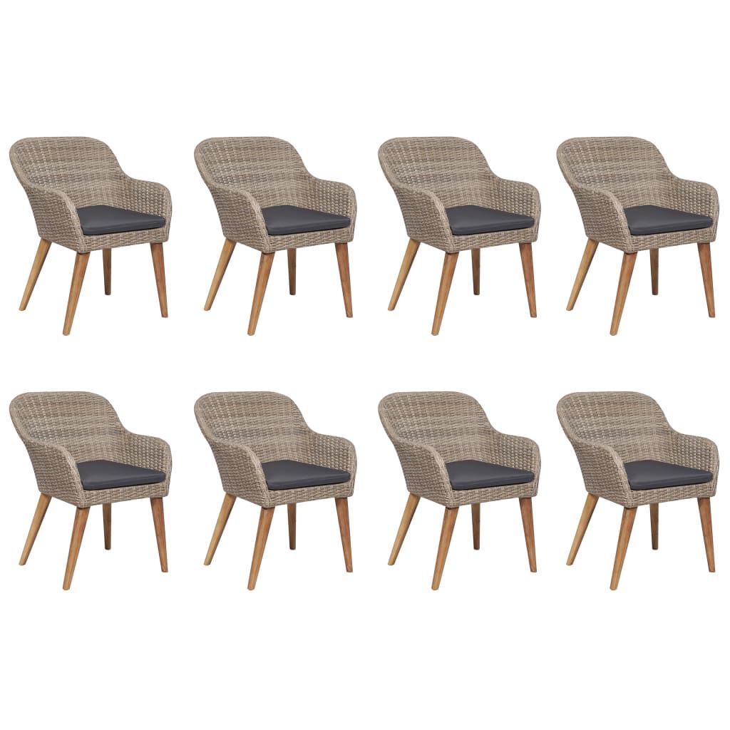 vidaXL 9 Piece Garden Dining Set Brown