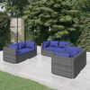 vidaXL 6 Piece Garden Lounge Set with Cushions Poly Rattan Grey